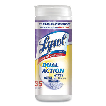LYSOL® Brand Dual Action Disinfecting Wipes, Citrus, 7 X 7.5, 35-canister freeshipping - TVN Wholesale